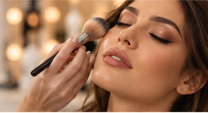 Imagen editorial provisional de aplicación de maquillaje